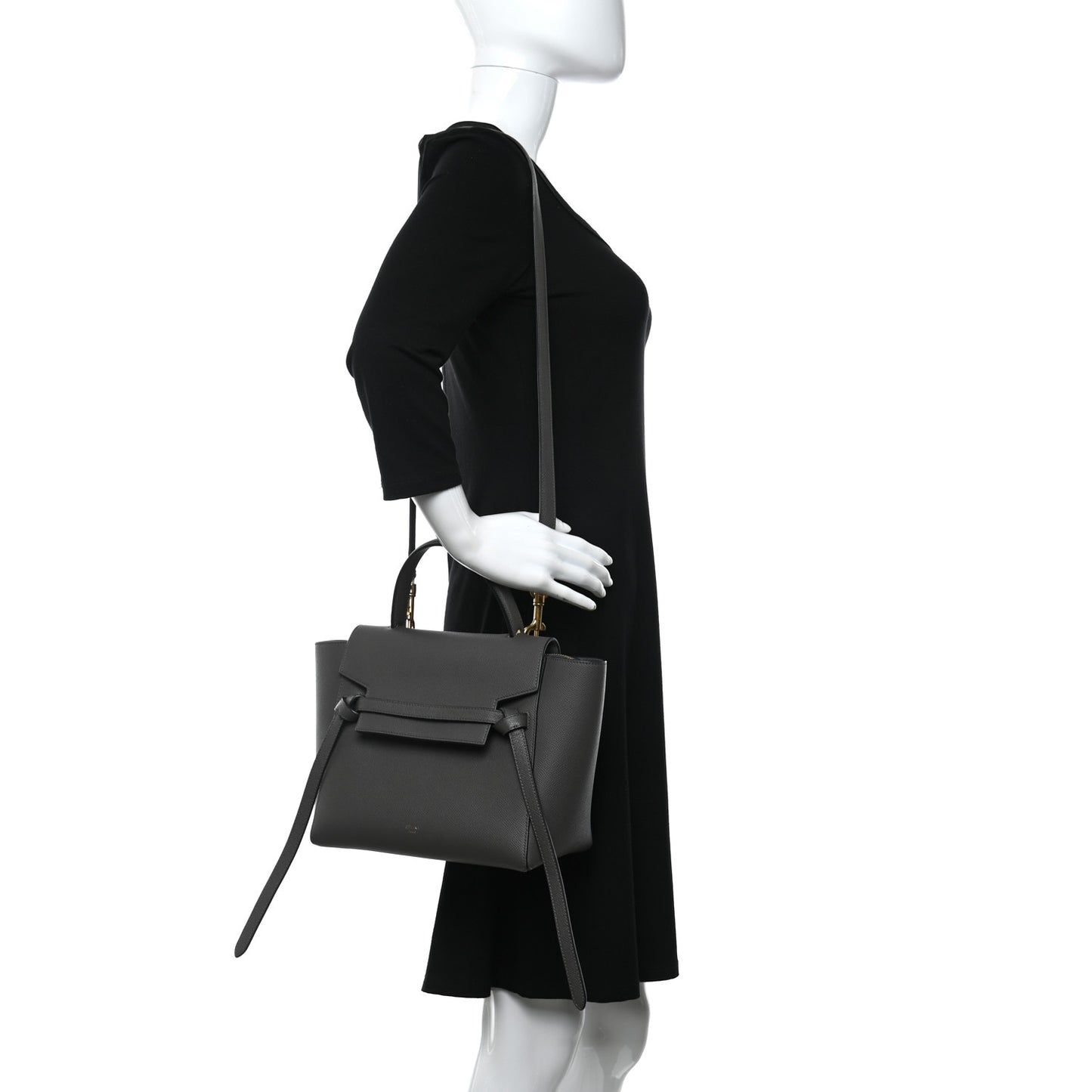 Baby Grained Calfskin Micro Belt Bag Grey