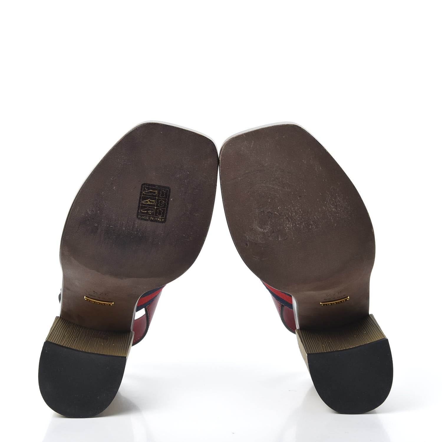 Gucci Calfskin Nylon Web Horsebit Lifford Sandals 37.5 Hibiscus Red 6 of 10
