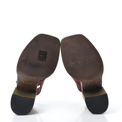 Gucci Calfskin Nylon Web Horsebit Lifford Sandals 37.5 Hibiscus Red 6 of 10