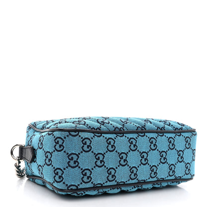 Gucci Monogram Multicolor Matelasse Diagonal Small GG Marmont Chain Shoulder Bag Light Blue 3 of 9