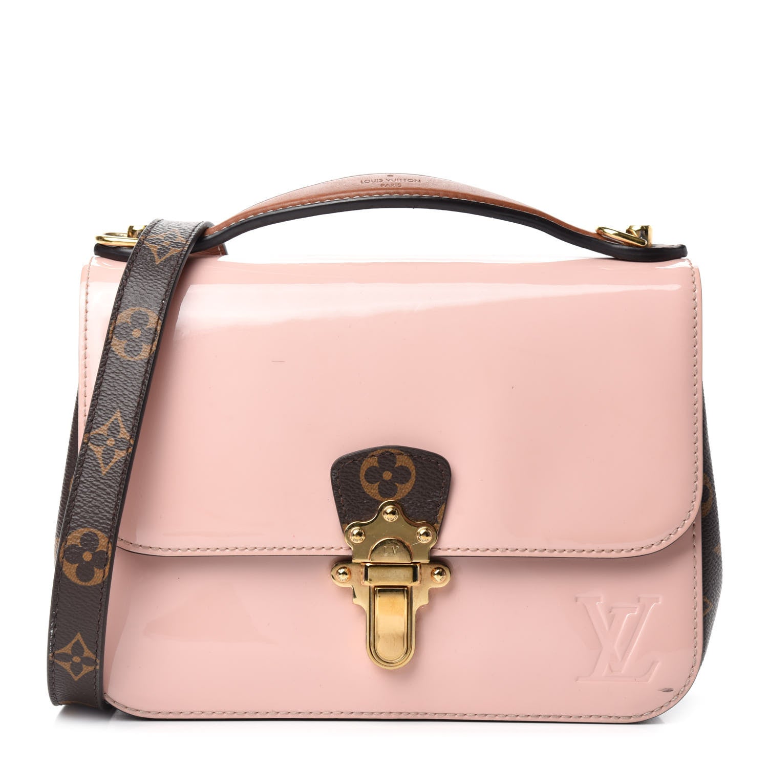 Louis Vuitton Patent Calfskin Monogram Cherrywood BB Rose Ballerine 1 of 16
