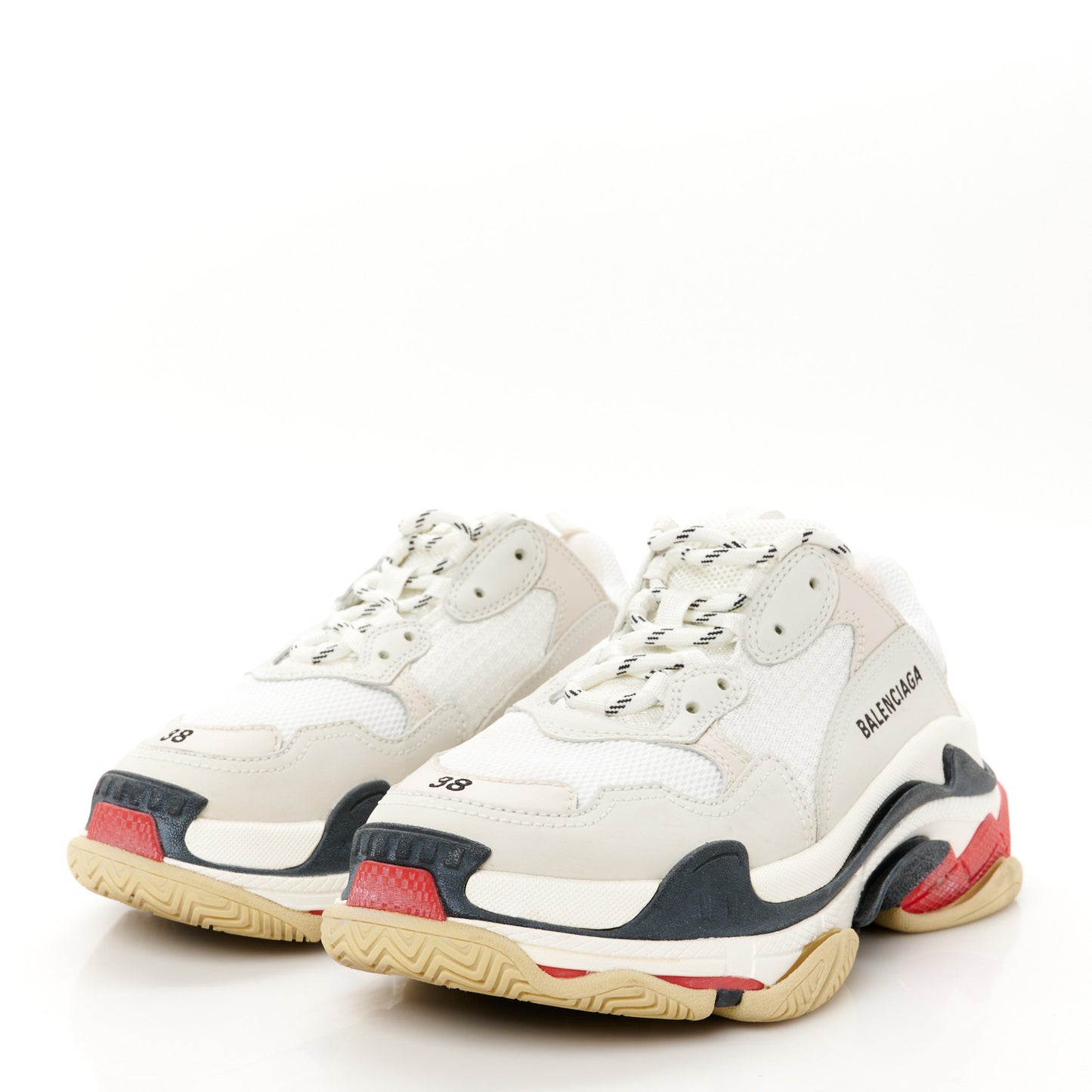 Fabric Mesh Womens Triple S Sneakers 38 Grey Red White