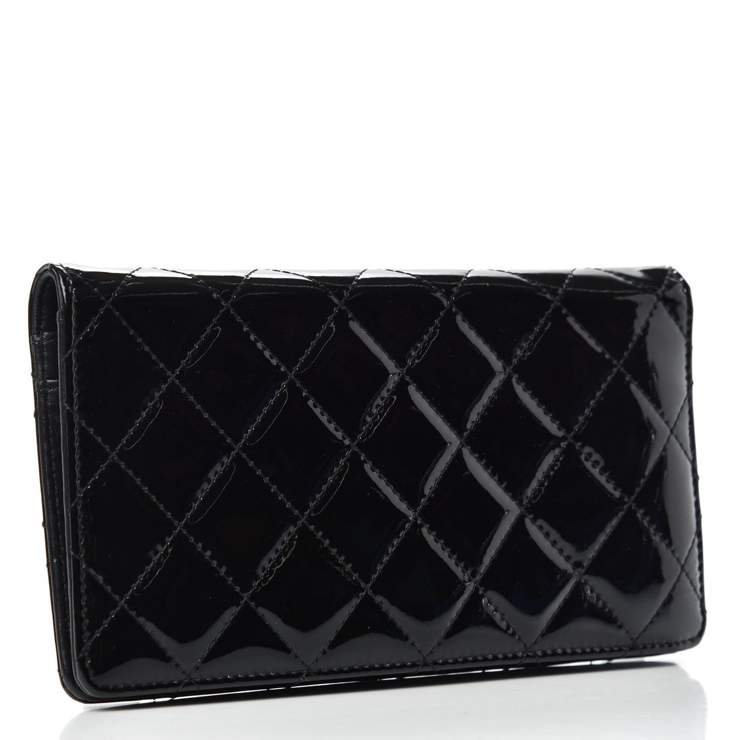 Patent Quilted Brilliant Yen Wallet Black