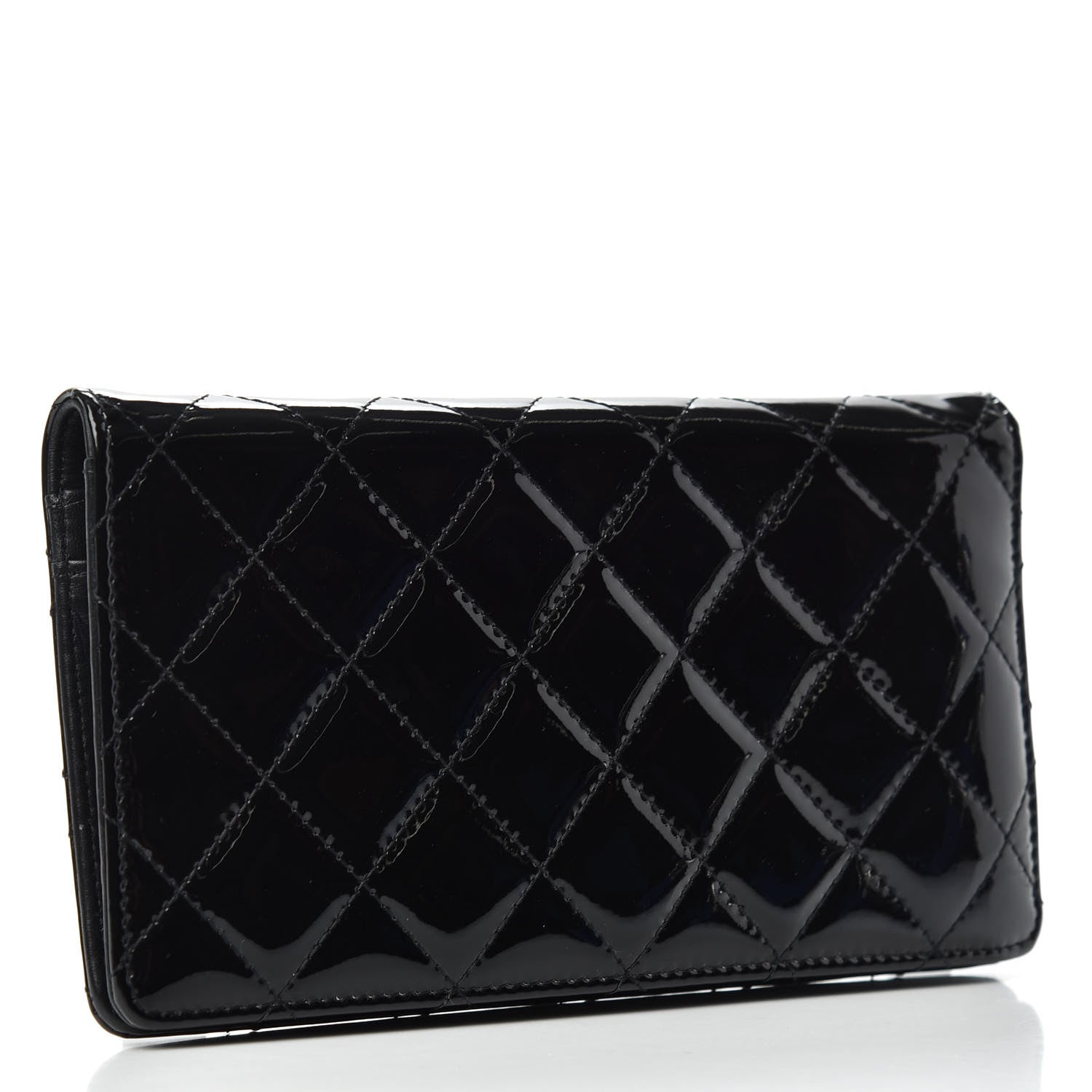 Chanel Patent Quilted Brilliant Yen Wallet Black 3 of 9