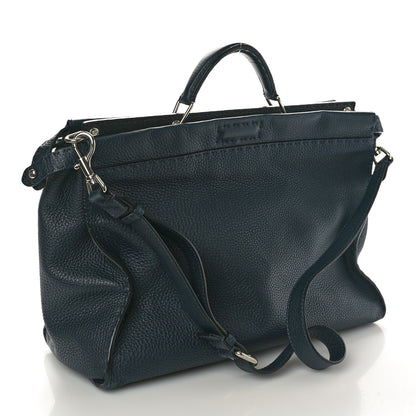 Fendi Cuoio Romano Selleria Bi-Color Large Mens Peekaboo Iconic Essential Satchel Lavagna Black 3 of 12
