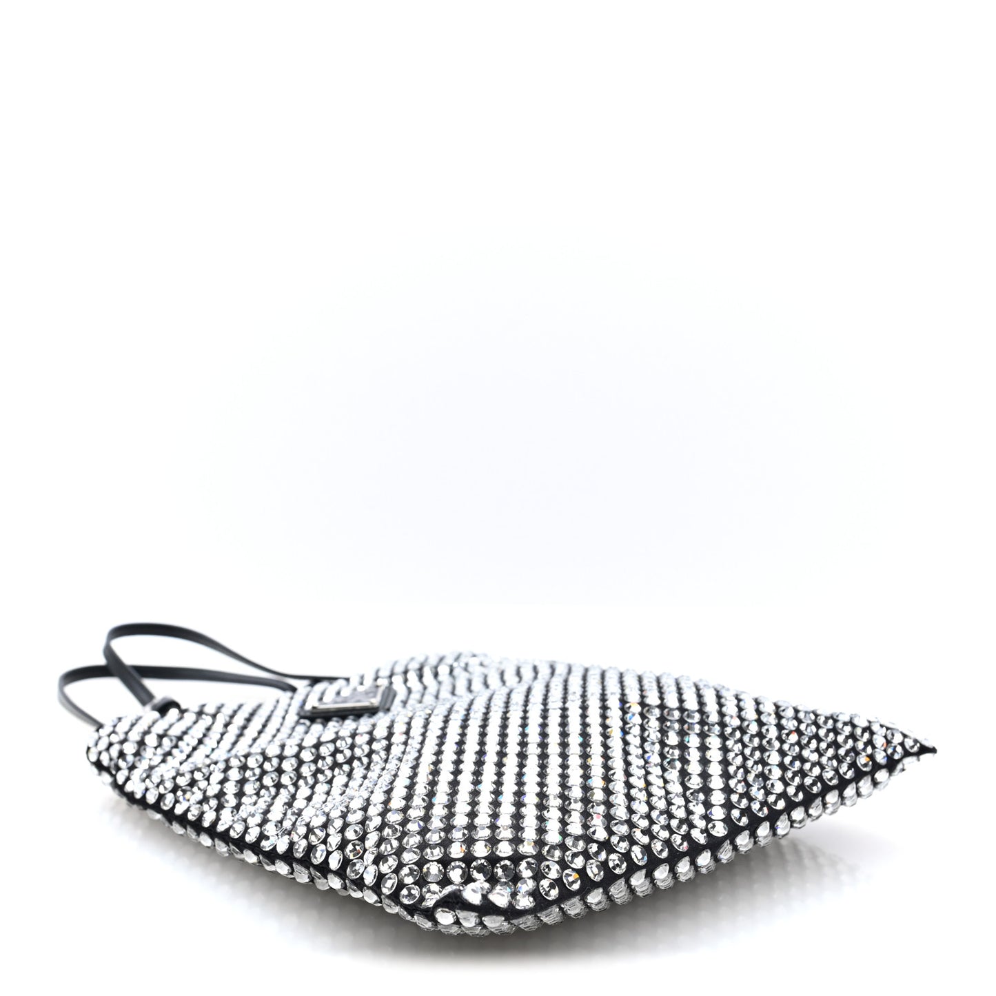Satin Crystal Metal Triangle Logo Chain Crossbody Handbag Cristal