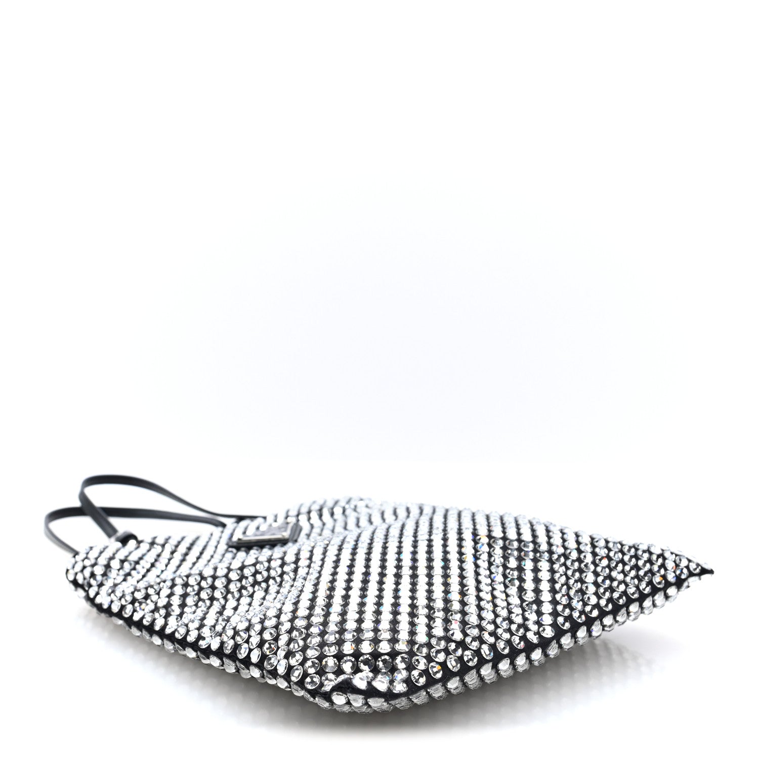 Prada Satin Crystal Metal Triangle Logo Chain Crossbody Handbag Cristal 4 of 9