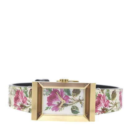 Gucci Stainless Steel Calfskin Mother of Pearl 21mm G-Frame Floral Quartz Watch 3 of 5