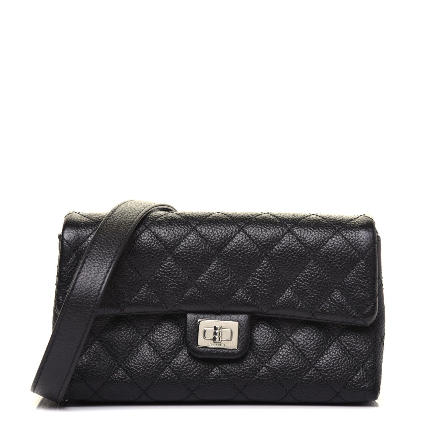 Chanel Grained Calfskin Quilted 2.55 Reissue Flap Belt Bag Clutch Black 1 of 14