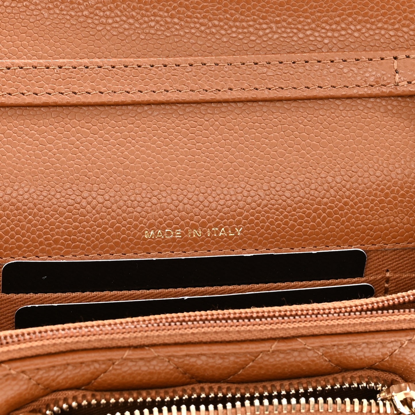 Caviar Quilted Business Affinity Clutch With Chain Flap Camel