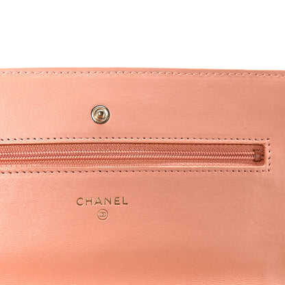 Chanel Lambskin Quilted Wallet on Chain WOC Salmon Pink 6 of 12