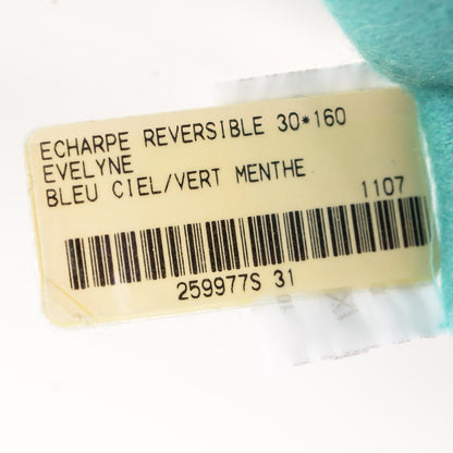 Hermes Cashmere Reversible Evelyne Scarf Bleu Ciel Vert Menthe 5 of 7