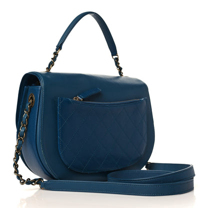 Chanel Shiny Calfskin Goatskin Quilted Medium Coco Curve Messenger Flap Navy 3 of 9