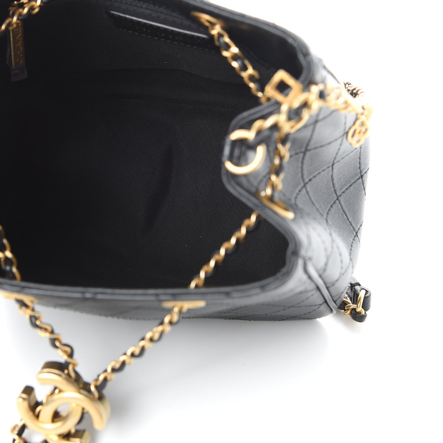 Chanel Calfskin Stitched Small Egyptian Amulet Drawstring Bag Black 5 of 11