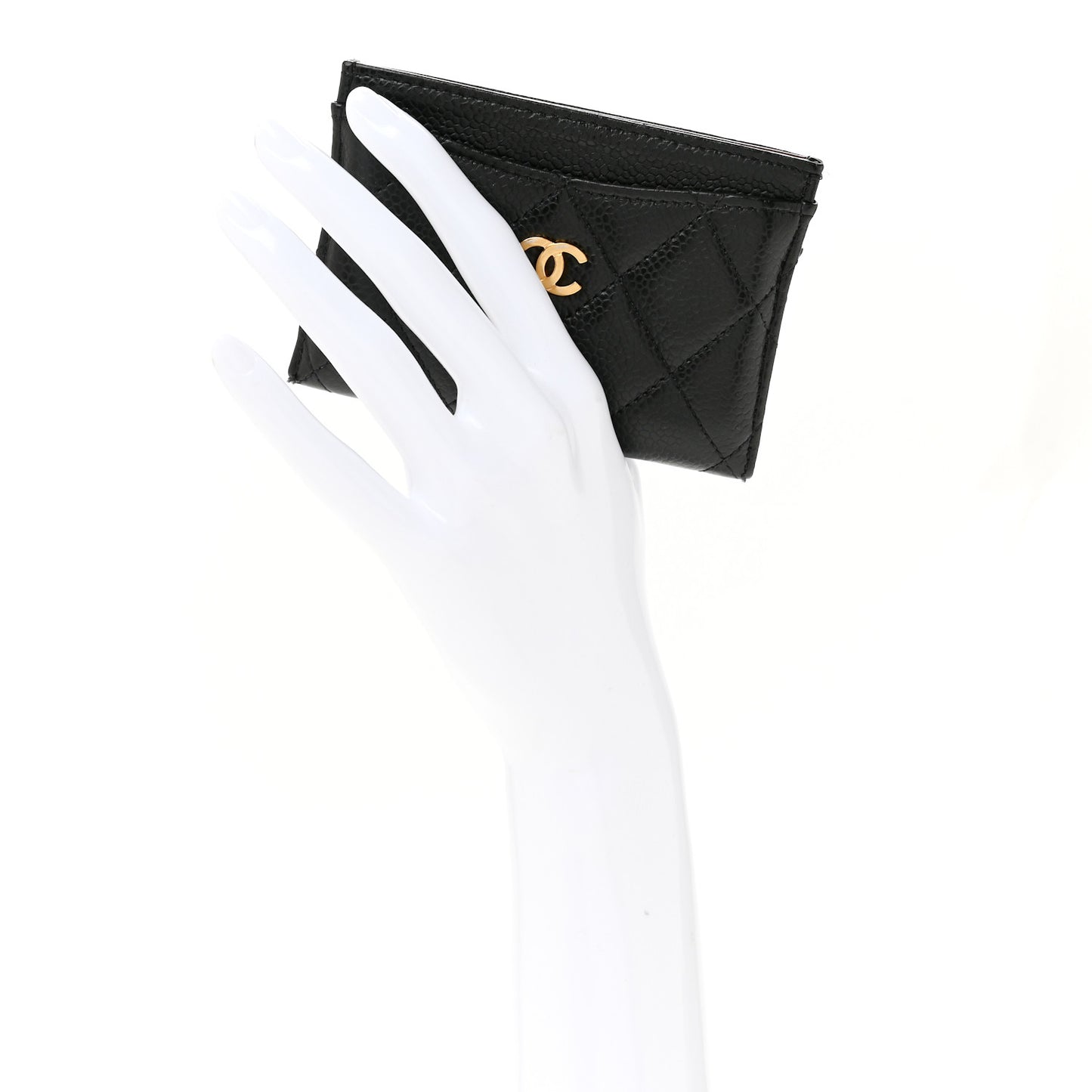 Caviar Quilted Card Holder Black