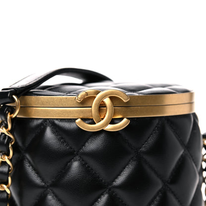 Chanel Lambskin Quilted Crown Box Bag Black 9 of 13