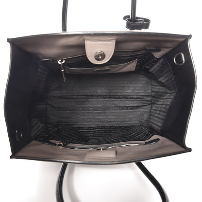 Prada Glace Calf Bi-Color Tote Pomice Black 5 of 10
