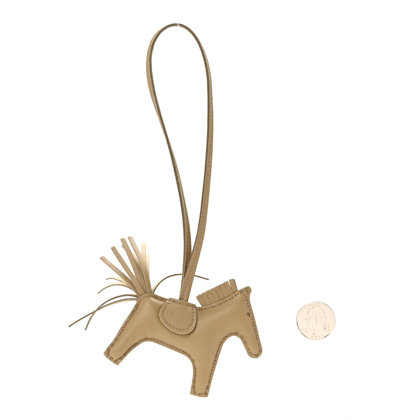 Milo Lambskin Grigri Rodeo Horse Bag Charm PM Beige Marfa
