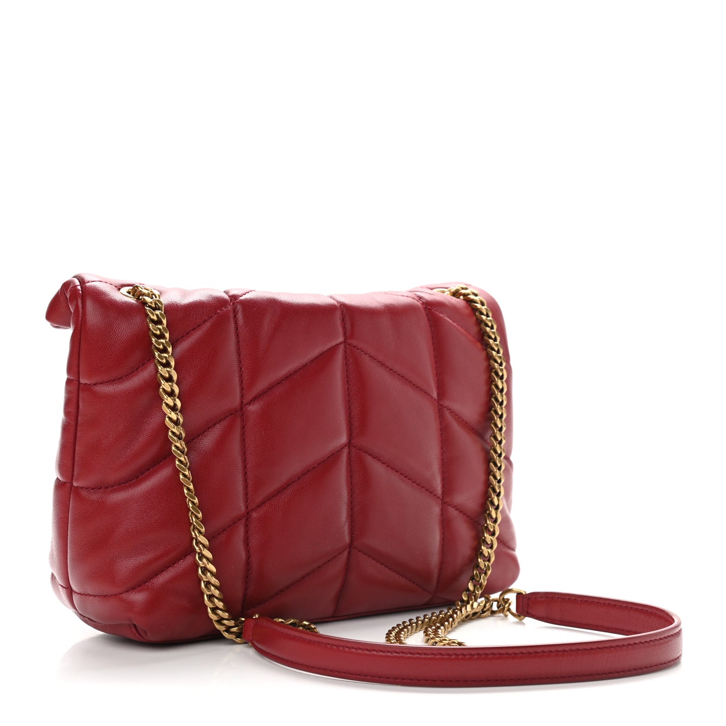 Lambskin Quilted Toy Loulou Puffer Monogram Chain Satchel Red