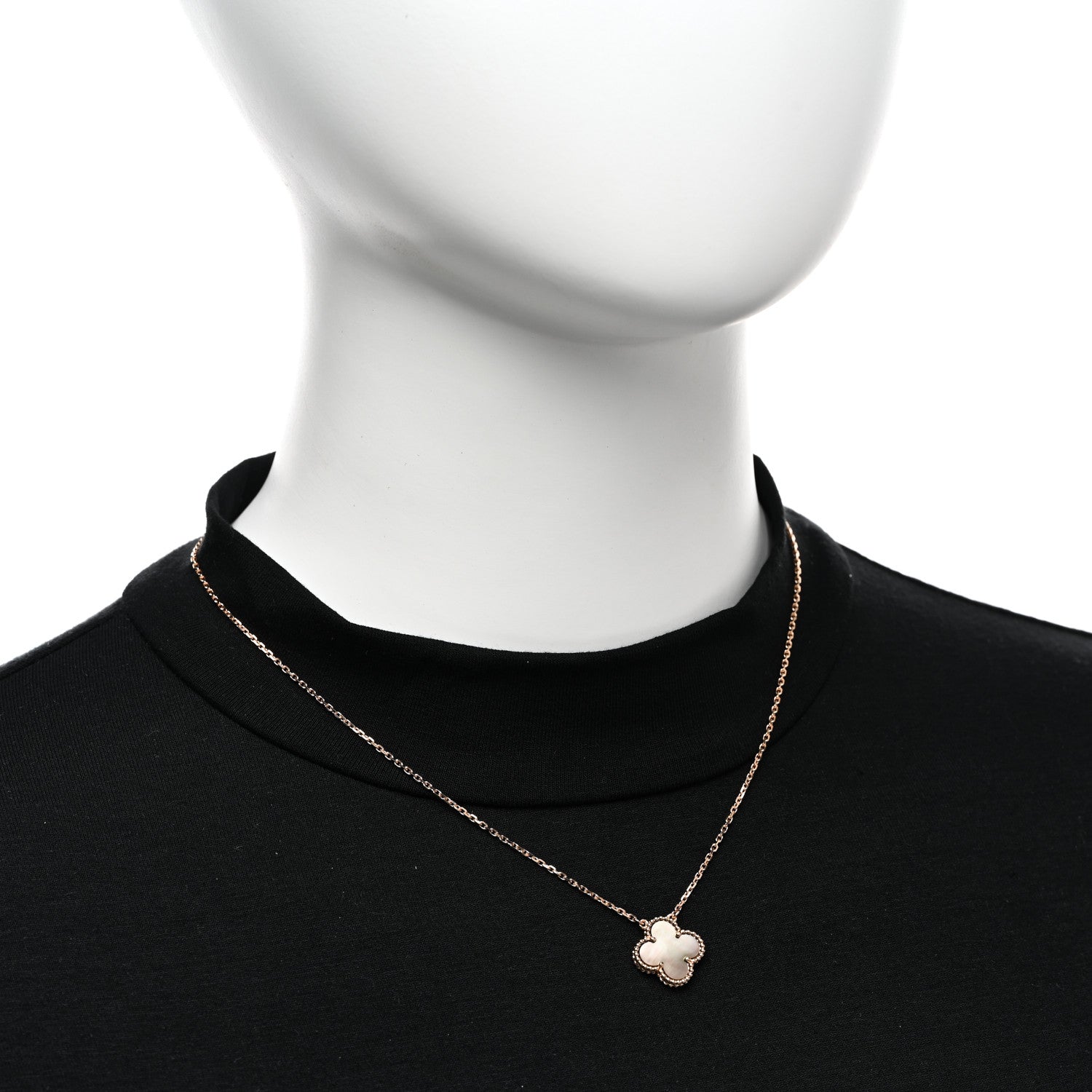 Van Cleef & Arpels 18K Rose Gold Gray Mother of Pearl Vintage Alhambra Pendant Necklace 2 of 5