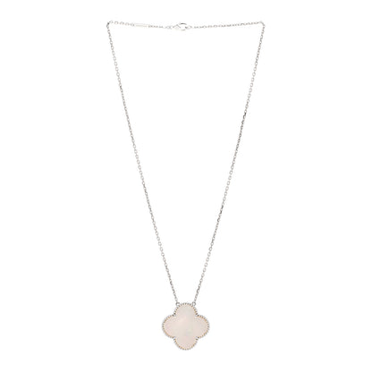 Van Cleef & Arpels 18K White Gold Mother of Pearl Magic Alhambra Pendant Necklace 3 of 5