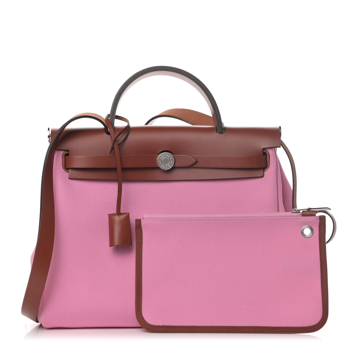 Hermes Military Toile Vache Hunter Herbag Zip Retourne PM 31 Bubblegum 3 of 14