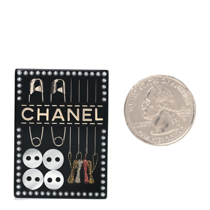 Chanel Lucite Sewing Kit Pin Brooch Black 3 of 7