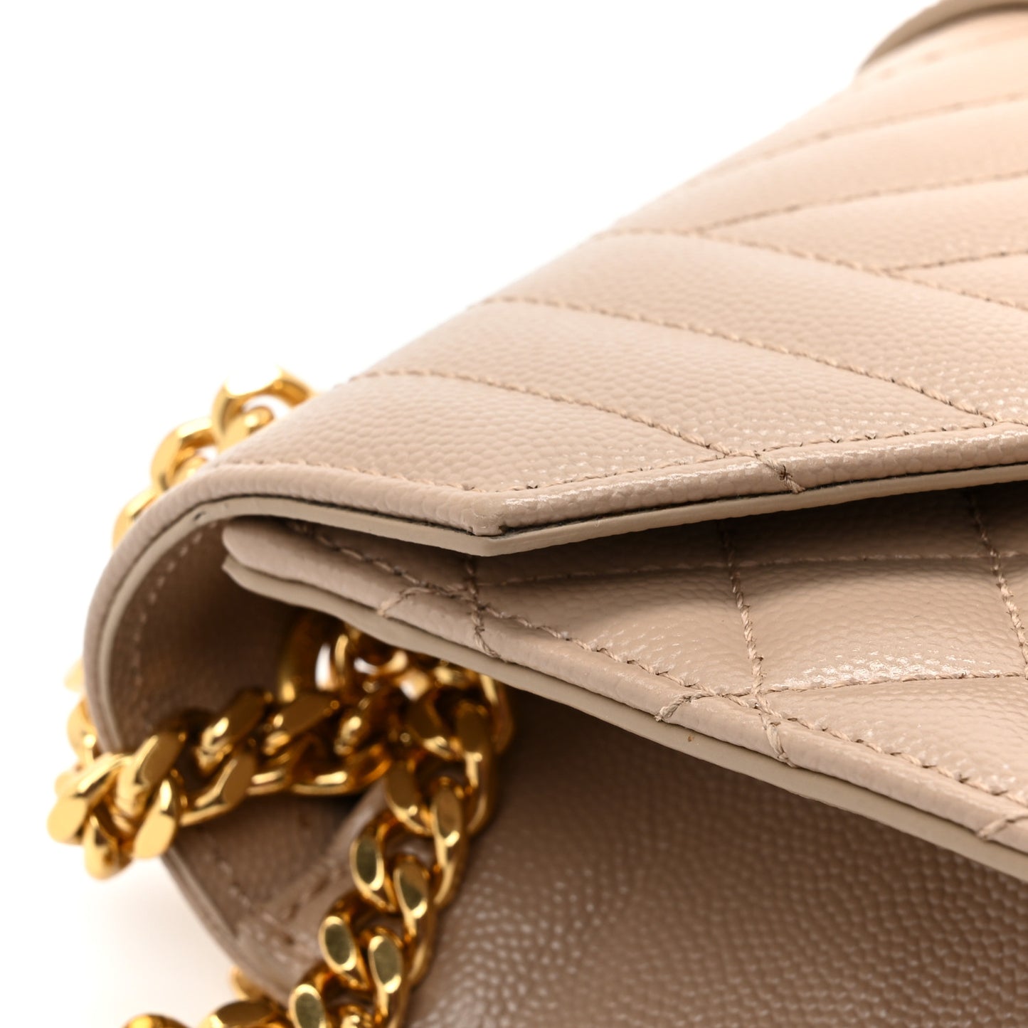 Grain De Poudre Textured Mixed Matelasse Medium Triquilt Monogram Satchel Dark Beige