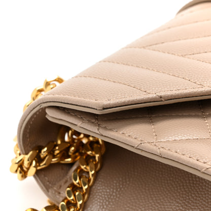 Saint Laurent Grain De Poudre Textured Mixed Matelasse Medium Triquilt Monogram Satchel Dark Beige 11 of 14