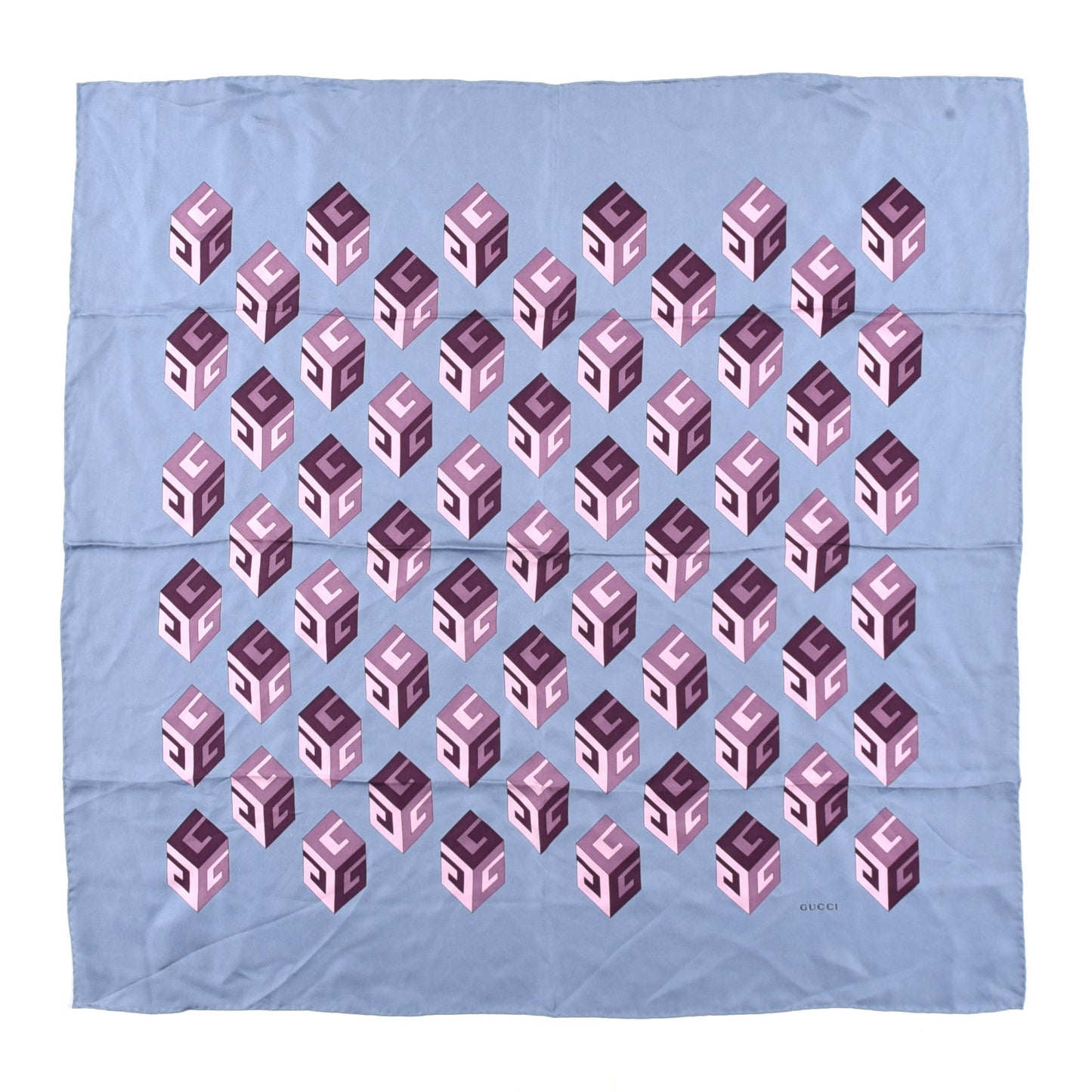 Silk GG Wallpaper Print Square Scarf Blue