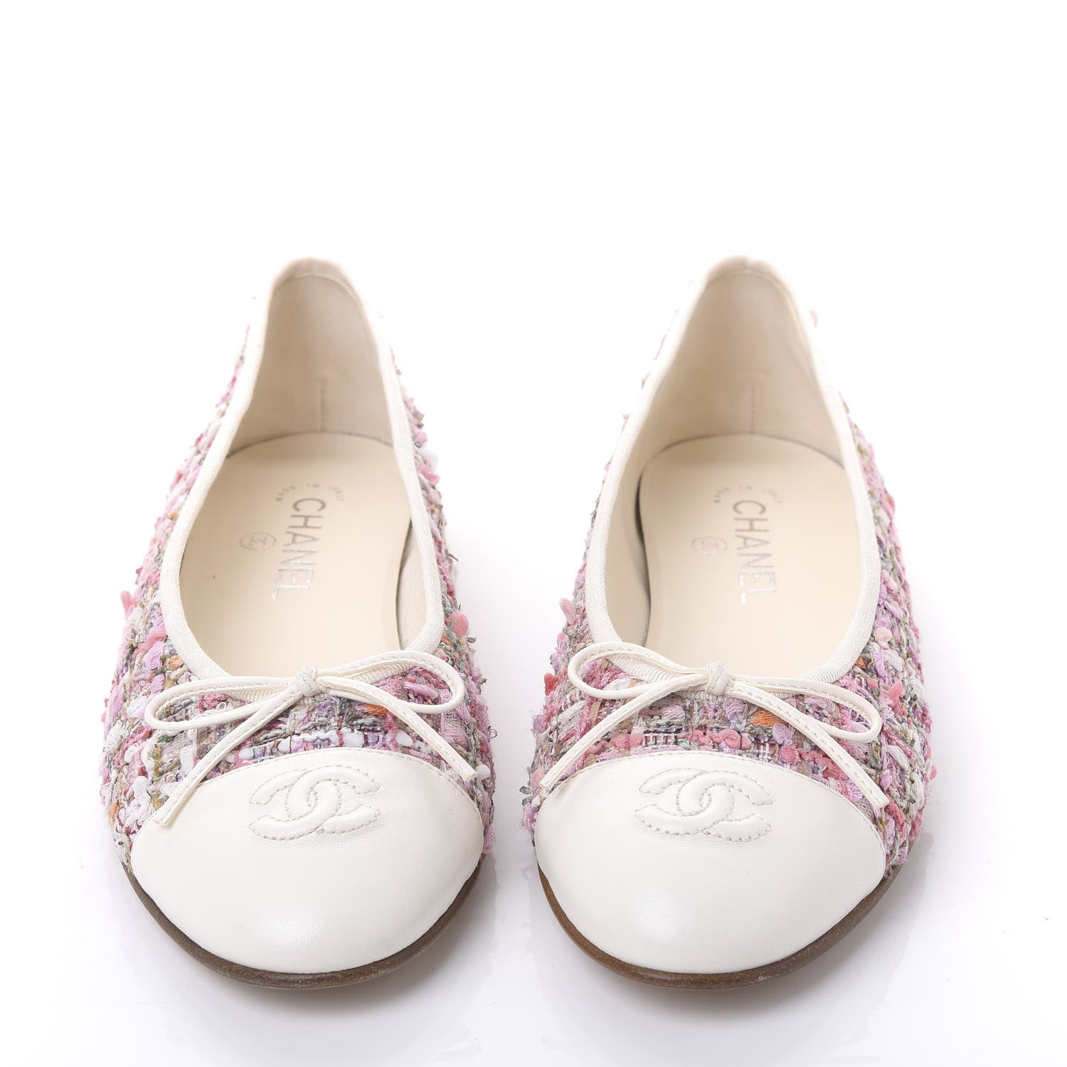 Chanel Tweed Calfskin Cap Toe Ballerina Flats 40.5 Pink 3 of 8