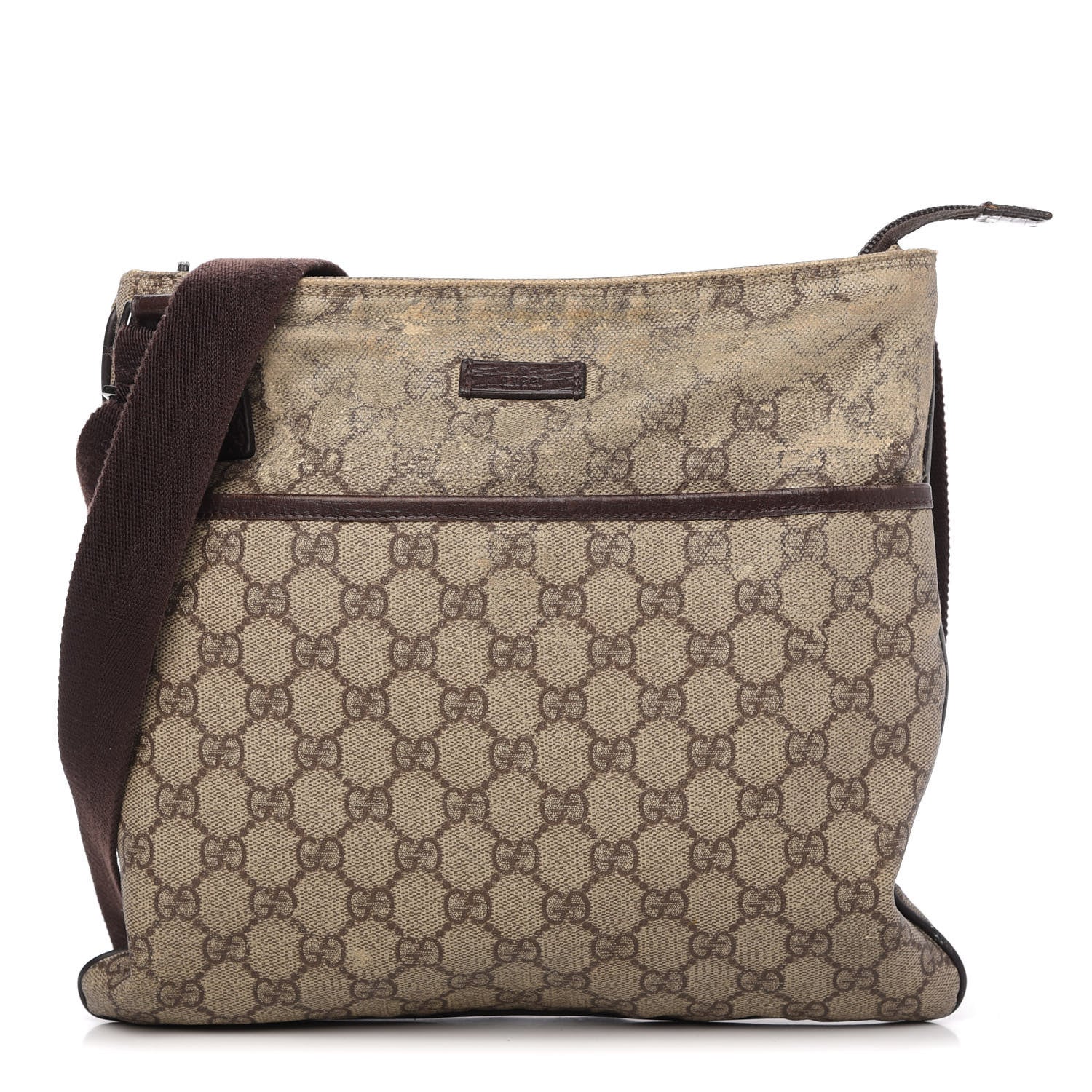 Gucci GG Plus Monogram Medium Flat Messenger Bag Dark Brown 1 of 13