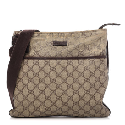 Gucci GG Plus Monogram Medium Flat Messenger Bag Dark Brown 1 of 13