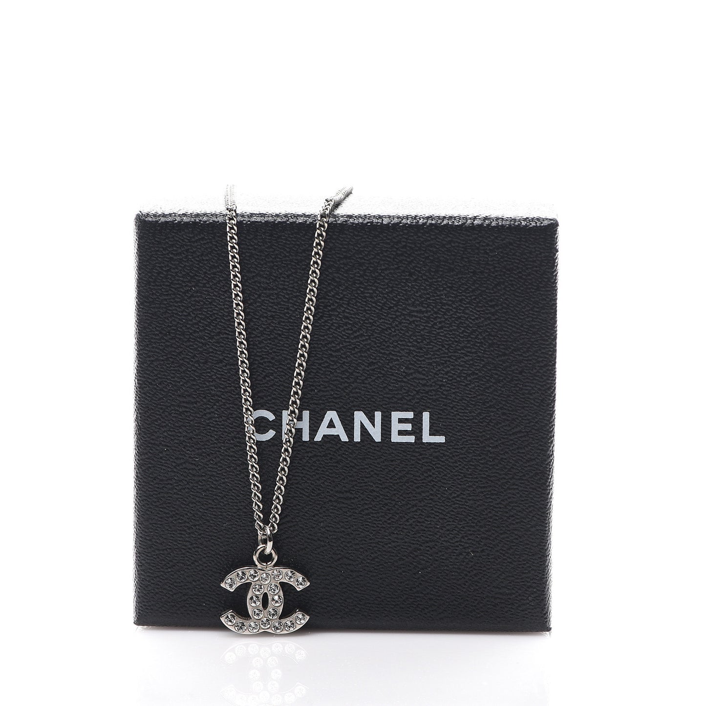 Crystal CC Pendant Necklace Silver