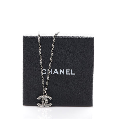 Chanel Crystal CC Pendant Necklace Silver 5 of 5