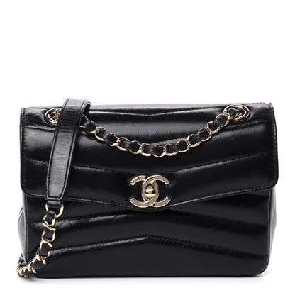 Chanel Shiny Lambskin Quilted Small Chevron Miroir Black 1 of 11
