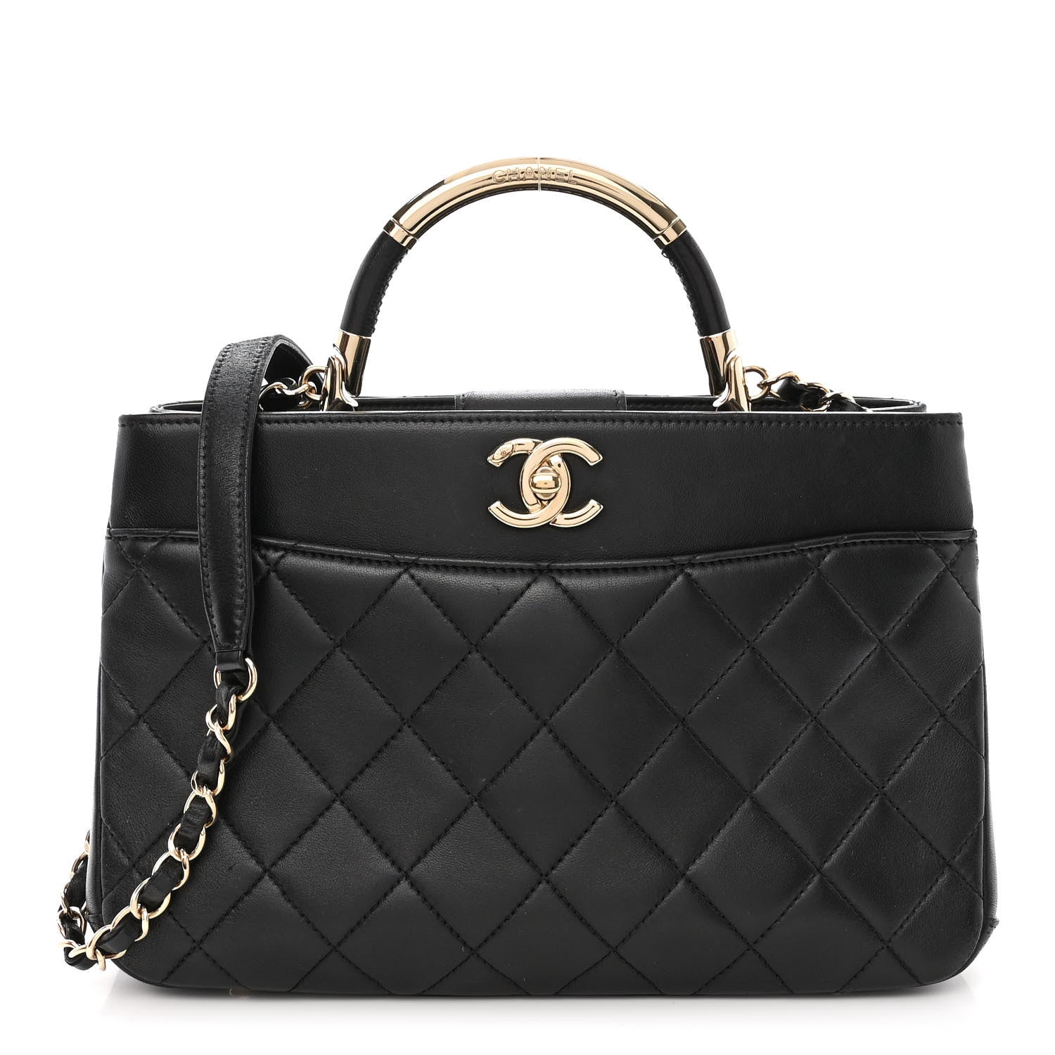Chanel Lambskin Carry Chic Shopping Tote Black 2 of 25