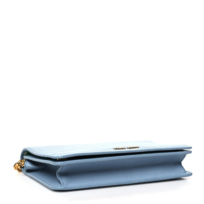Miu Miu Goatskin Madras Chain Crossbody Light Blue 4 of 8