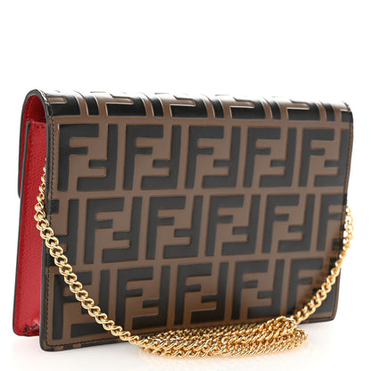 Fendi Vitello Cruise F is Fendi FF 1974 Embossed Medium Envelope Wallet On Chain Fragola Maya Black 3 of 10