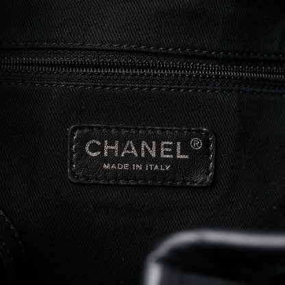 Chanel Calfskin Laser Cut Perforated CC Tote Black 6 of 12