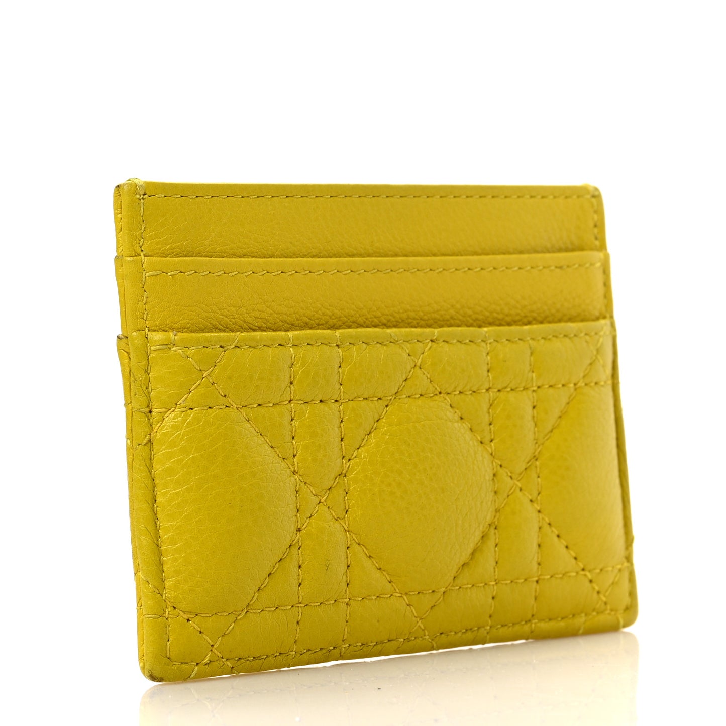 Supple Calfskin Cannage Caro Five-Slot Card Holder Yellow