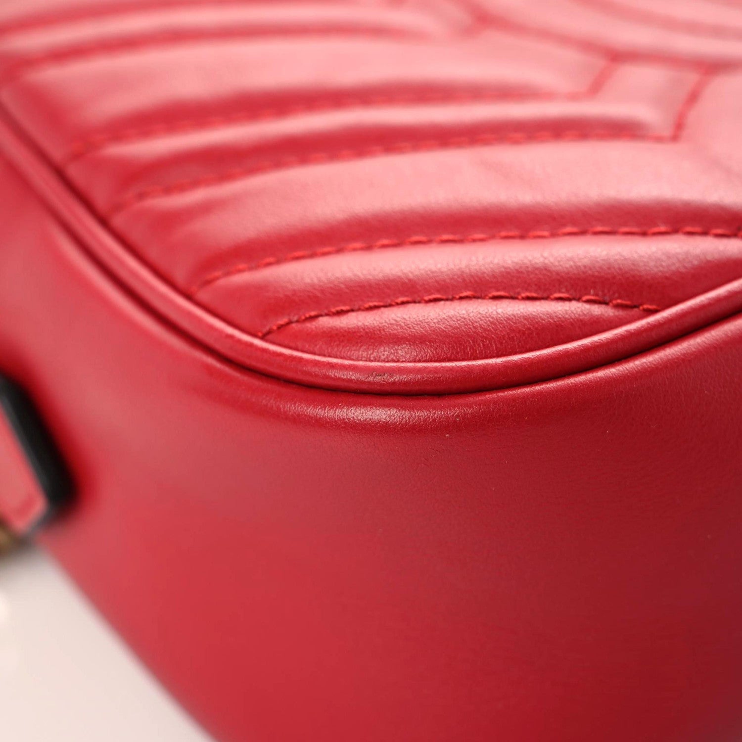 Gucci Calfskin Matelasse Small GG Marmont Chain Shoulder Bag Hibiscus Red 8 of 21