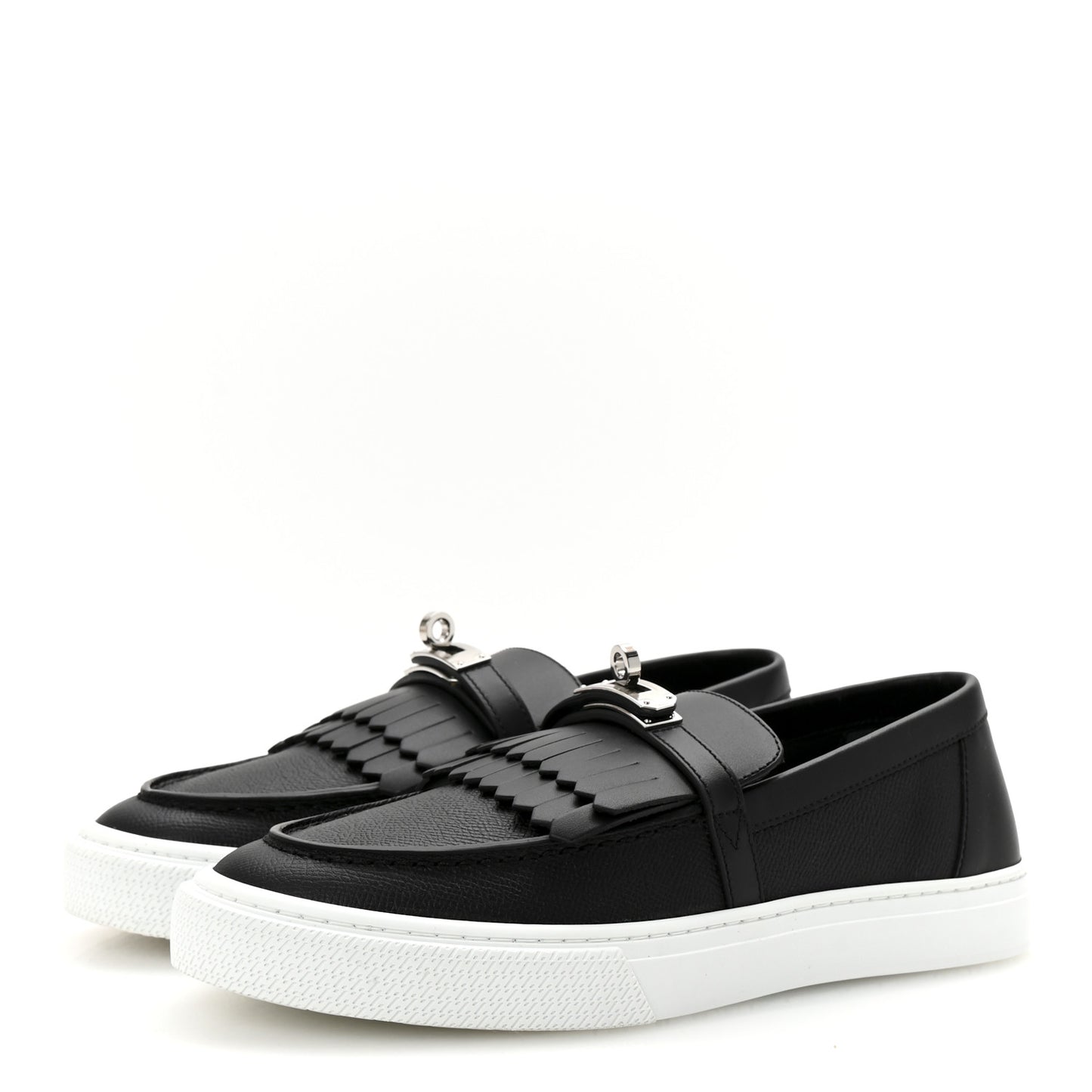 Epsom Calfskin Game Slip On Fringe Sneakers 38 Black