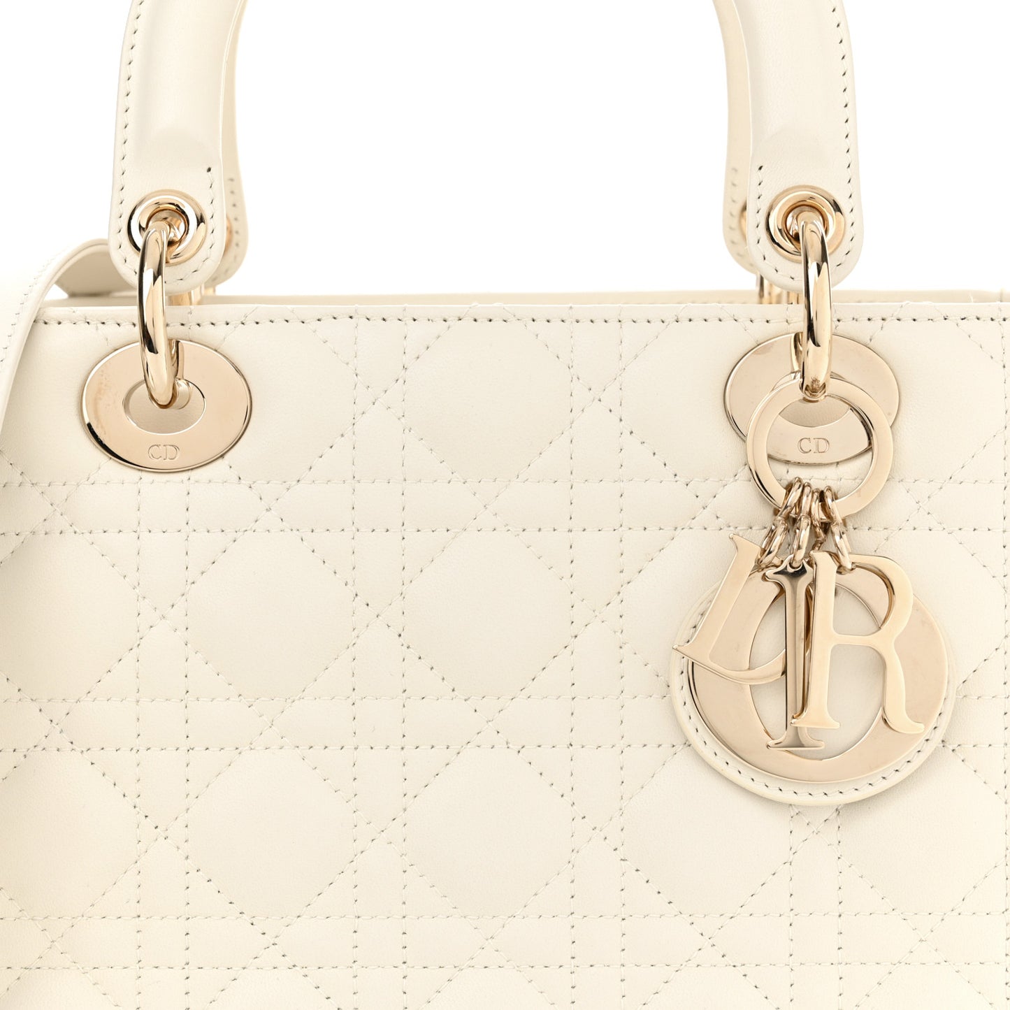 Lambskin Cannage Medium Lady Dior White