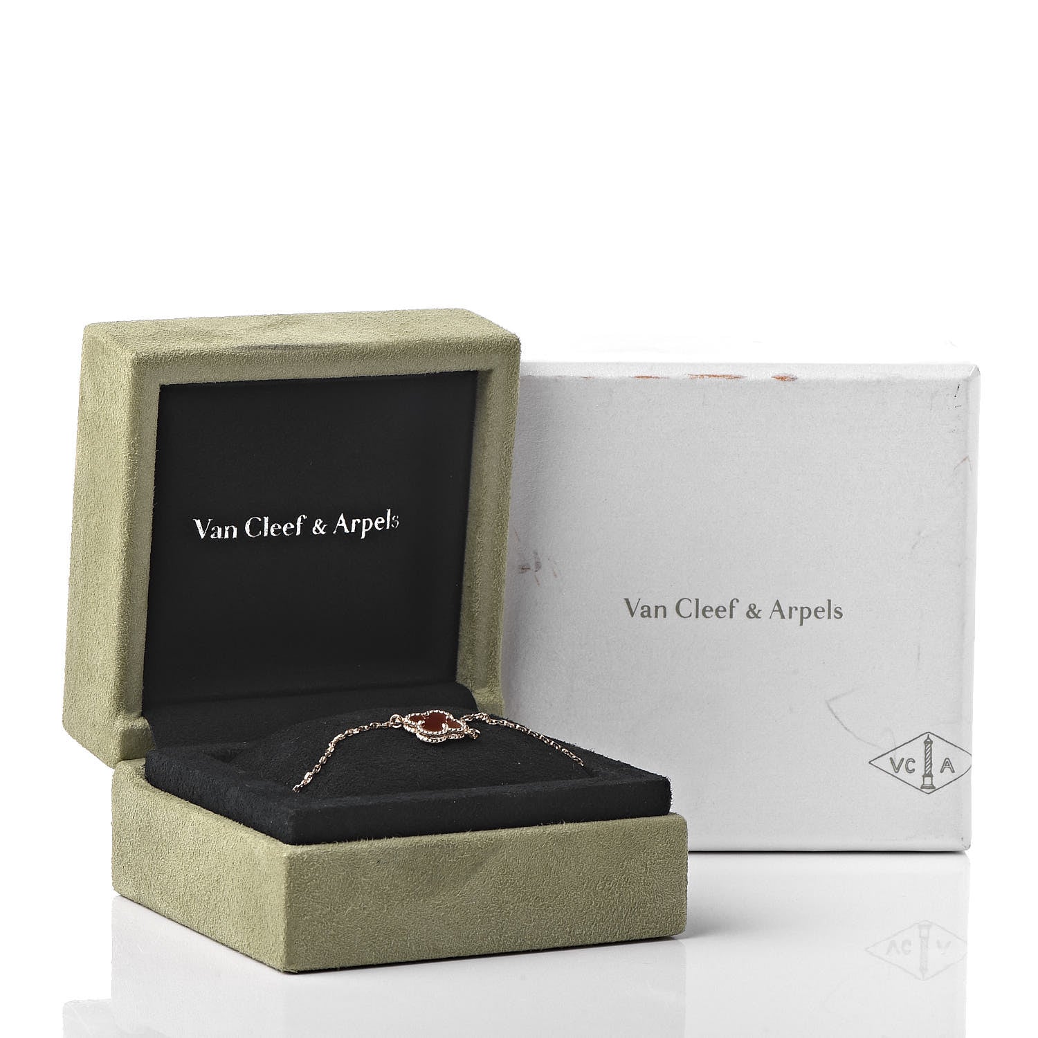 Van Cleef & Arpels 18K Rose Gold Carnelian Sweet Alhambra Bracelet 7 of 7