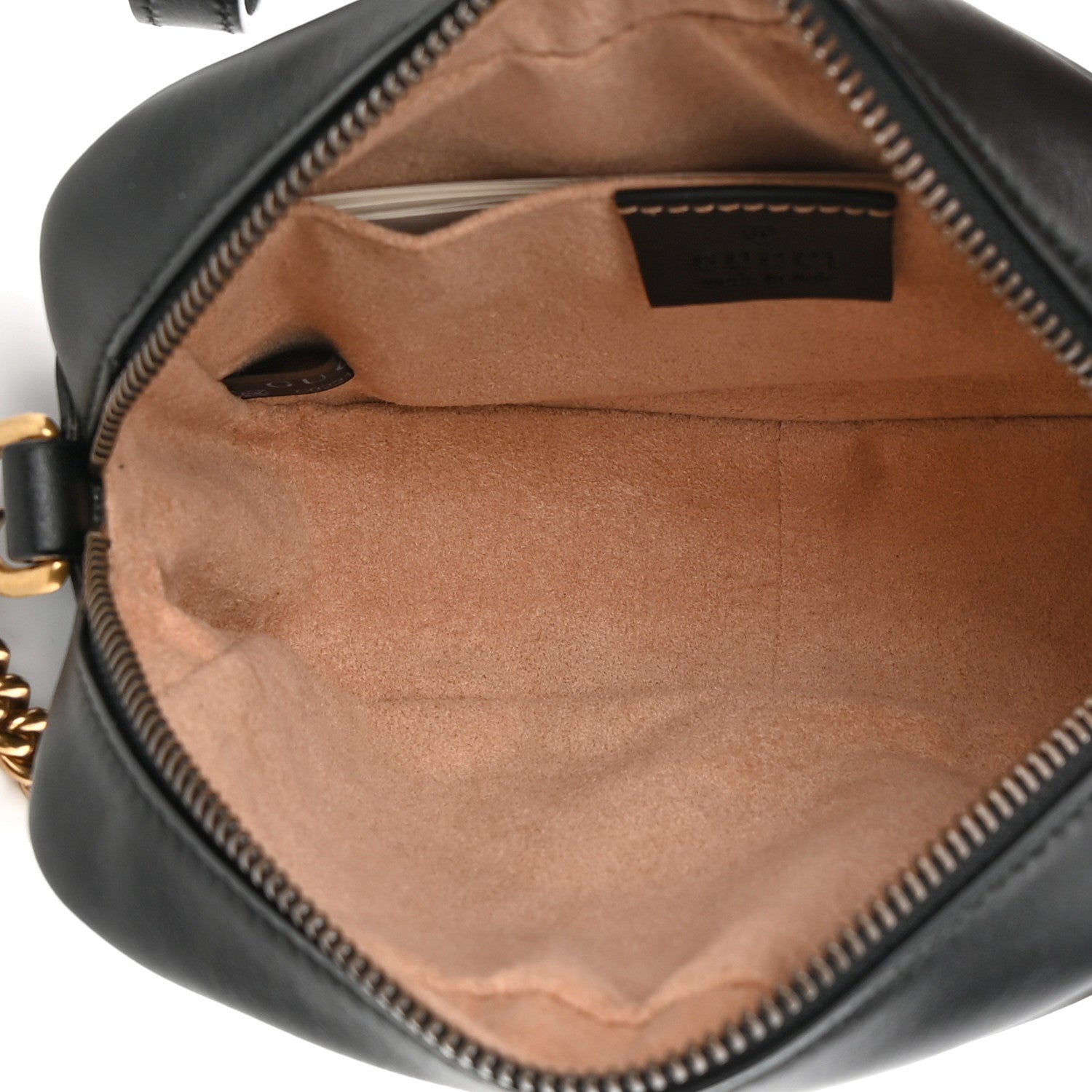 Gucci Calfskin Matelasse Mini GG Marmont Chain Shoulder Bag Black 5 of 10