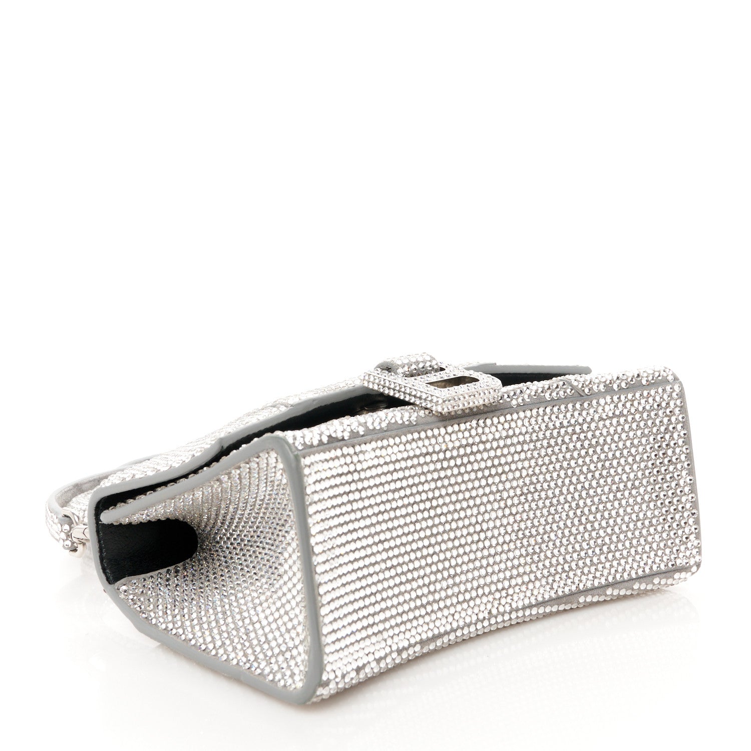 Balenciaga Strass Suede Hourglass Top Handle Bag XS Smoke Grey Crystal 4 of 11