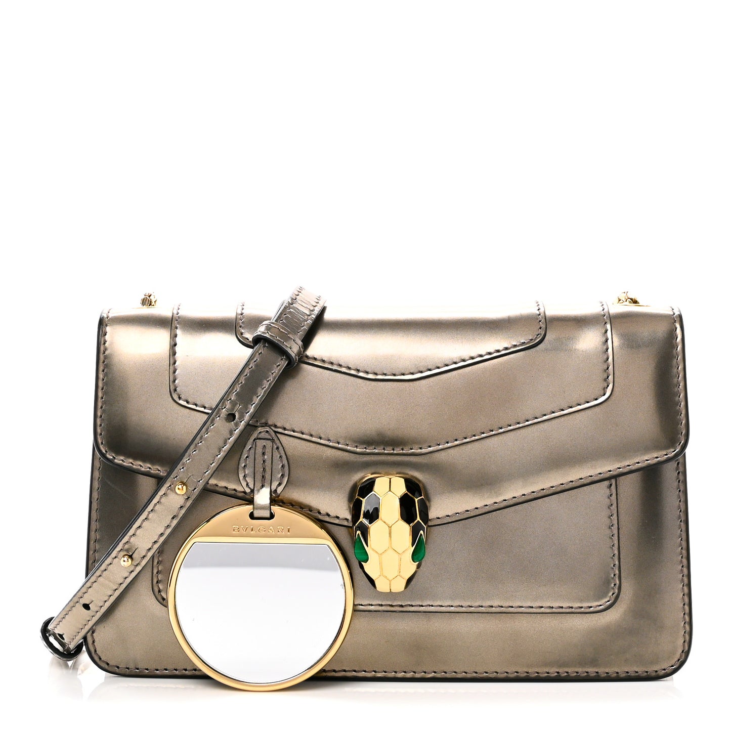 Metallic Serpenti Forever Small Shoulder Bag Silver