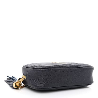 Saint Laurent Grain De Poudre Matelasse Monogram Mini Lou Camera Bag Deep Marine 4 of 11