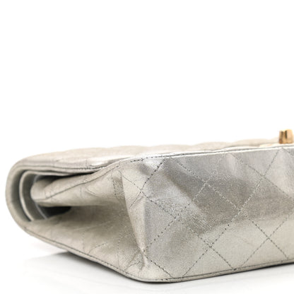 Chanel Iridescent Calfskin Medium Double Flap Silver 8 of 10